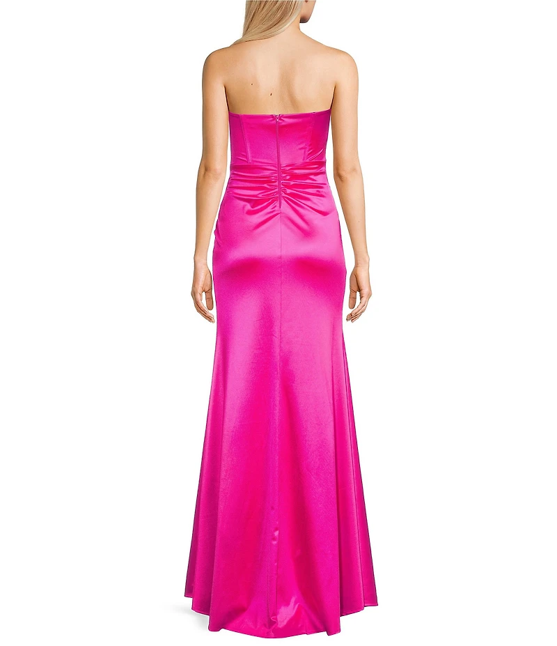 Honey and Rosie Sateen Sweetheart Neck Strapless Corset Long Dress