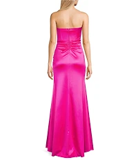 Honey and Rosie Sateen Sweetheart Neck Strapless Corset Long Dress