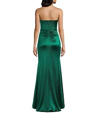 Honey and Rosie Sateen Sweetheart Neck Strapless Corset Long Dress