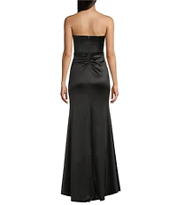 Honey and Rosie Sateen Sweetheart Neck Strapless Corset Long Dress