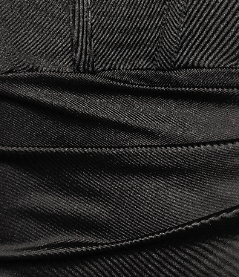 Honey and Rosie Sateen V-Neck Sleeveless Lace Up Back Pleated Dress