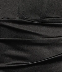 Honey and Rosie Sateen V-Neck Sleeveless Lace Up Back Pleated Dress