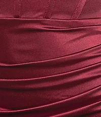 Honey and Rosie Sateen V-Neck Sleeveless Lace Up Back Pleated Dress