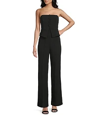 Honey and Rosie Scuba Crepe Strapless Vest Inspired Bodice Jumpsuit