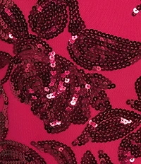 Honey and Rosie Sequin Patterned Straight Neck Side Slit Long Dress