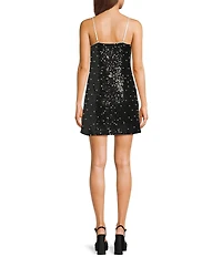 Honey and Rosie Sequin Pearl Bow Front A-Line Slip Dress