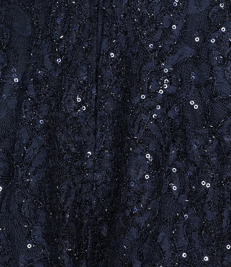 Honey and Rosie Sleeveless Corded Eyelash Sequin-Embellished Lace Fit-And-Flare Dress