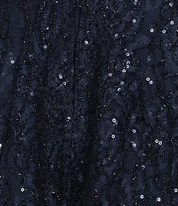 Honey and Rosie Sleeveless Corded Eyelash Sequin-Embellished Lace Fit-And-Flare Dress