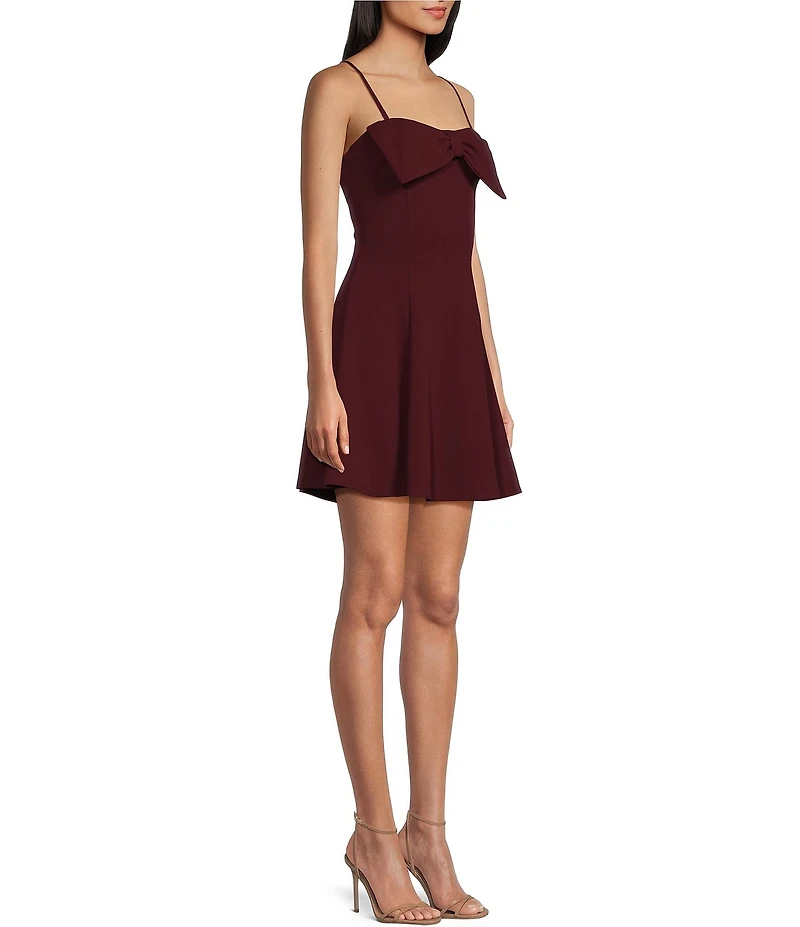 Honey and Rosie Solid Scuba Crepe Bow Front A-Line Dress