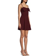 Honey and Rosie Solid Scuba Crepe Bow Front A-Line Dress