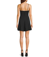 Honey and Rosie Solid Scuba Crepe Bow Front A-Line Dress
