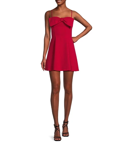 Honey and Rosie Solid Scuba Crepe Bow Front A-Line Dress