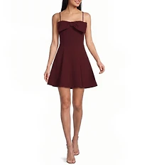 Honey and Rosie Solid Scuba Crepe Bow Front A-Line Dress