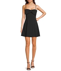 Honey and Rosie Solid Scuba Crepe Bow Front A-Line Dress
