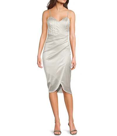 Honey and Rosie Spaghetti Strap Corset-Inspired Bodice Knee Length Dress