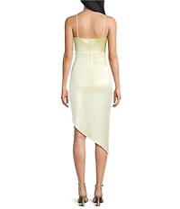 Honey and Rosie Spaghetti Strap Cowl Neck Pleated Waist Dress