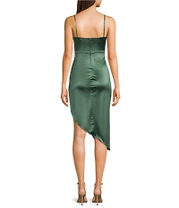 Honey and Rosie Spaghetti Strap Cowl Neck Pleated Waist Dress