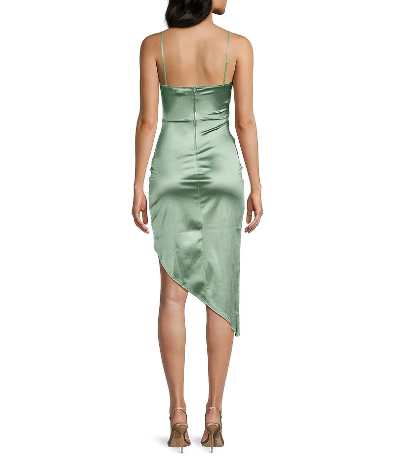 Honey and Rosie Spaghetti Strap Cowl Neck Pleated Waist Dress