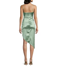 Honey and Rosie Spaghetti Strap Cowl Neck Pleated Waist Dress