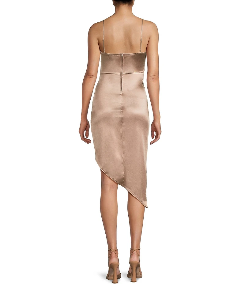 Honey and Rosie Spaghetti Strap Cowl Neck Pleated Waist Dress