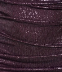 Honey and Rosie Spaghetti Strap Cowl Neck Shirred Fitted Gown