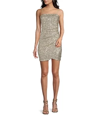 Honey and Rosie Spaghetti Strap Empire Seam Allover Sequin Dress