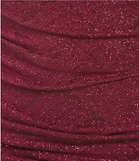 Honey and Rosie Glitter Patterned Cowl Neck Spaghetti Strap Fitted Shirred Dress