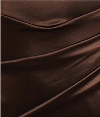 Honey and Rosie Spaghetti-Strap Square-Neck Faux-Wrap Slit Hem Stretch Satin Long Dress