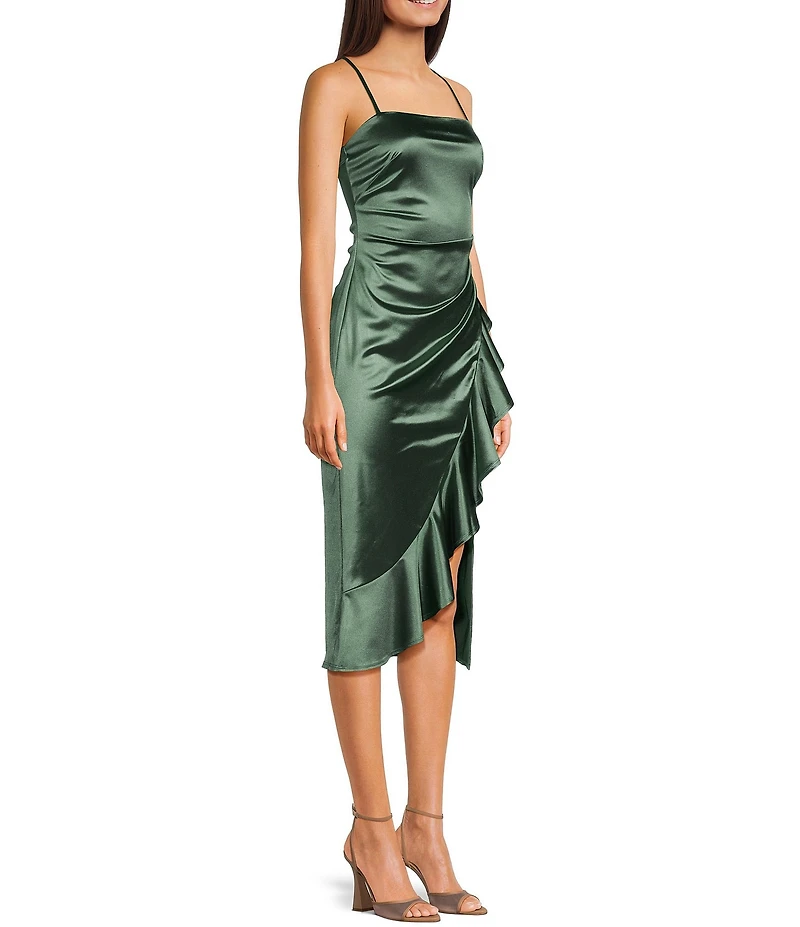 Honey and Rosie Spaghetti Strap Square Neck Ruffle Dress