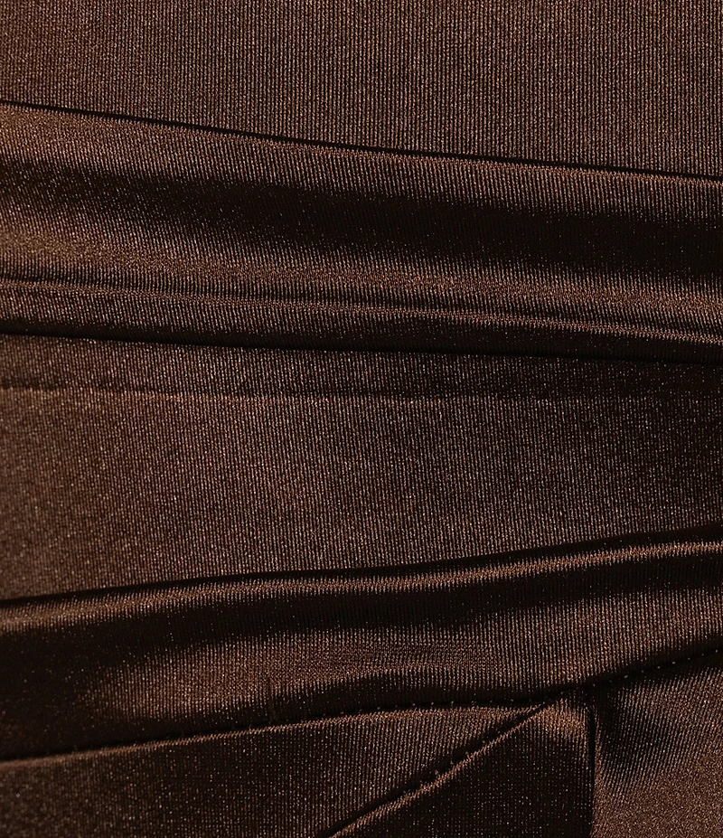 Honey and Rosie Spaghetti Strap V-Neck Faux Wrap Ruffle Hem Satin Midi Dress