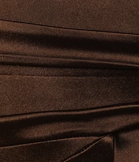 Honey and Rosie Spaghetti Strap V-Neck Faux Wrap Ruffle Hem Satin Midi Dress