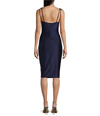 Honey and Rosie Spaghetti Tie Strap Shirred Midi Dress