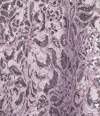 Honey and Rosie Square Neck Double Layer Skirt Ruffle Detail Sequin Embroidery Lace Mesh Dress