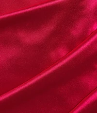 Honey and Rosie Square Neck Faux Wrap Satin Dress