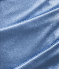 Honey and Rosie Square Neck Faux Wrap Satin Dress