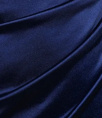 Honey and Rosie Square Neck Faux Wrap Satin Dress