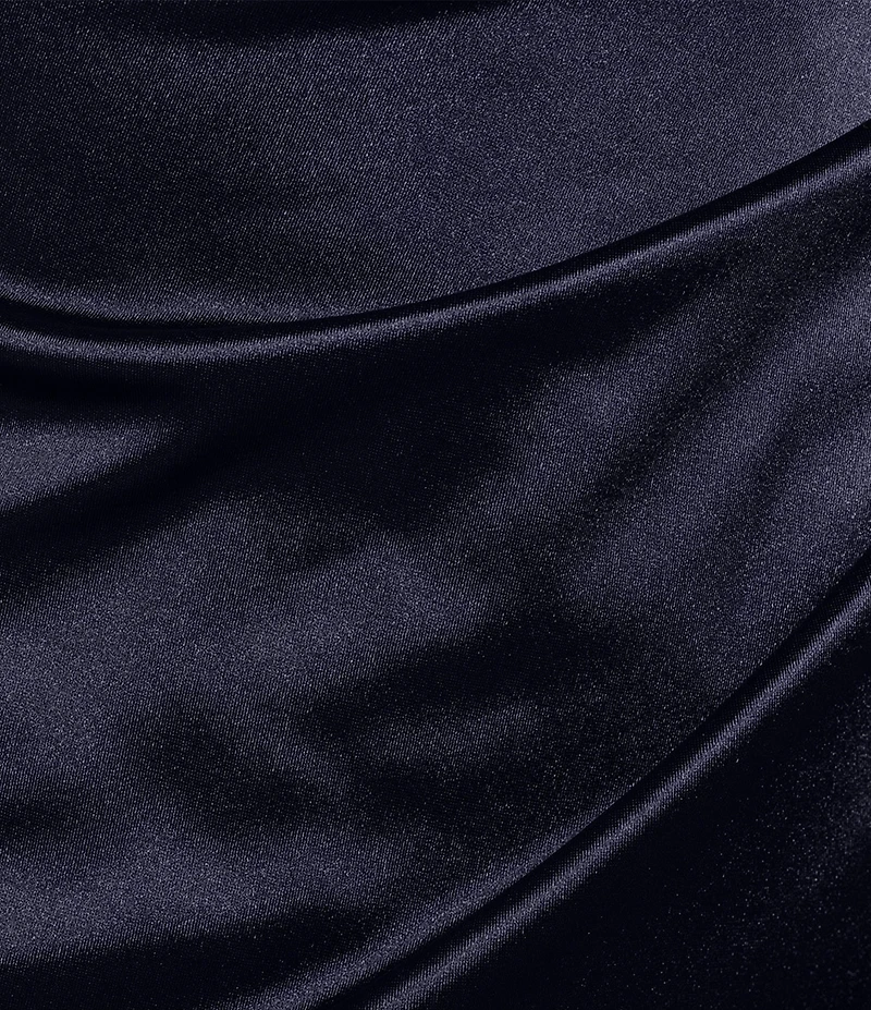 Honey and Rosie Square Neck Faux Wrap Satin Dress