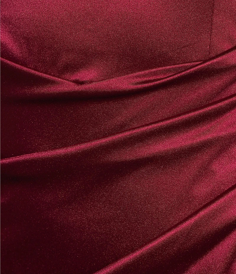 Honey and Rosie Square Neck Faux Wrap Satin Dress