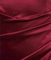 Honey and Rosie Square Neck Faux Wrap Satin Dress