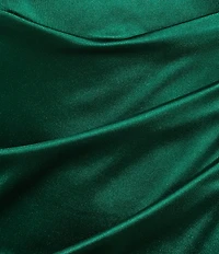 Honey and Rosie Square Neck Faux Wrap Satin Dress