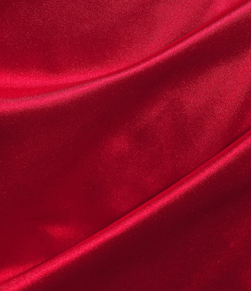 Honey and Rosie Square Neck Faux Wrap Satin Dress