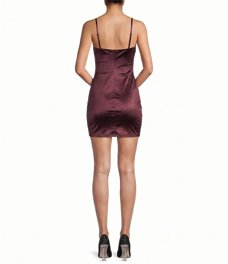 Honey and Rosie Square Neck Faux Wrap Satin Dress