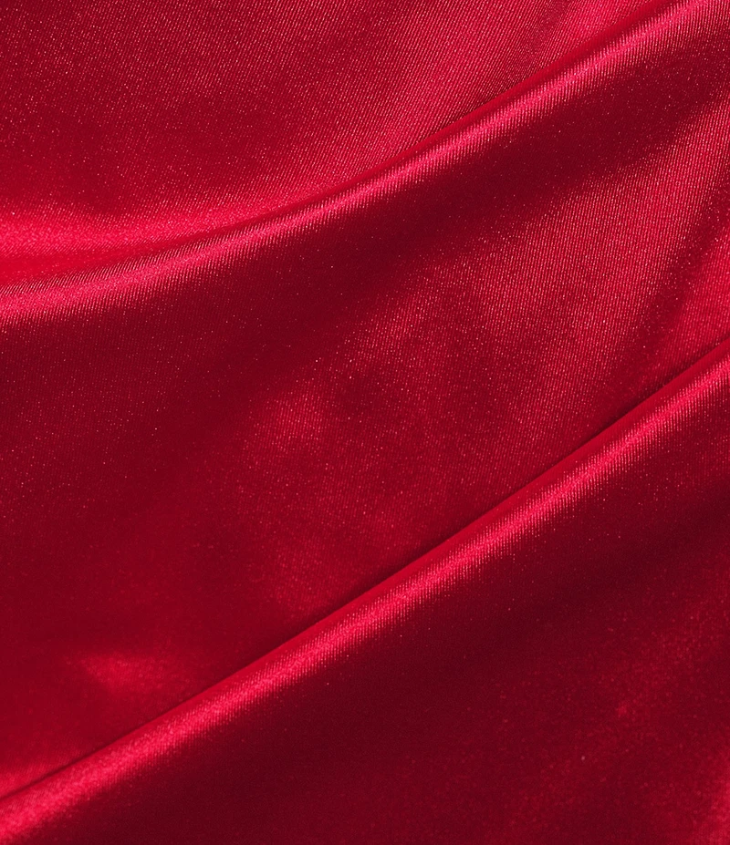 Honey and Rosie Square Neck Faux Wrap Satin Dress