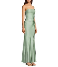 Honey and Rosie Square Neck Godet Inset Lace Up Back Flared Hem Long Dress