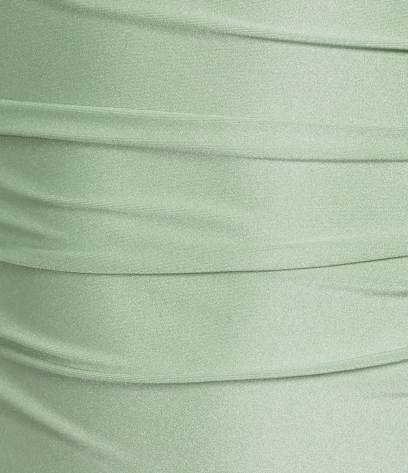 Honey and Rosie Square Neck Godet Inset Lace Up Back Flared Hem Long Dress