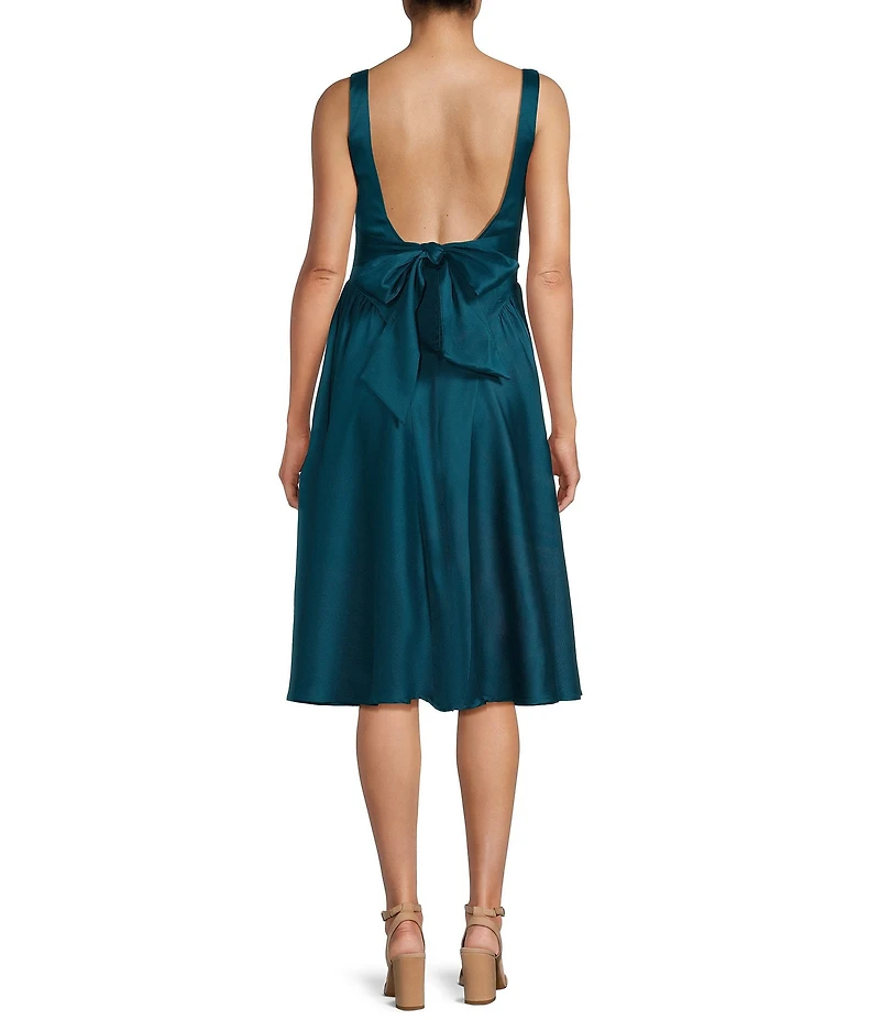 Honey and Rosie Square Neck Open Tie Back Midi Dress