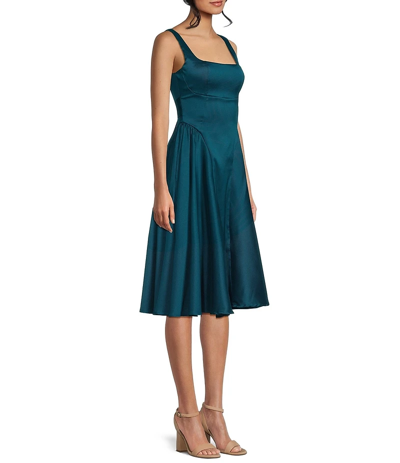 Honey and Rosie Square Neck Open Tie Back Midi Dress