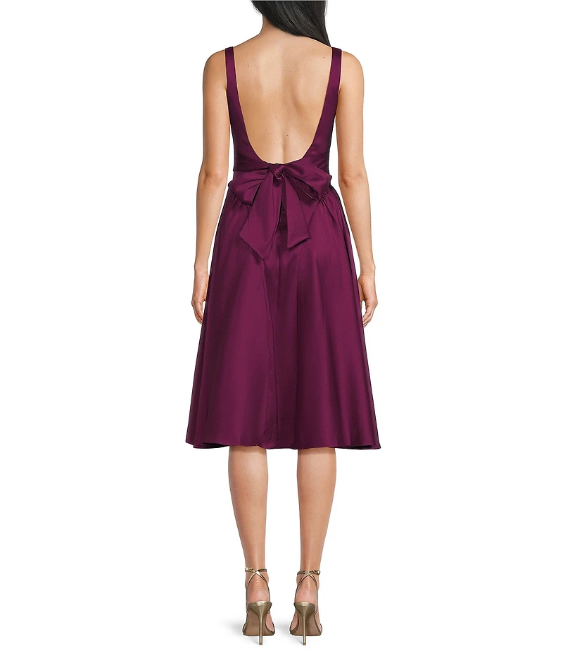 Honey and Rosie Square Neck Open Tie Back Midi Dress