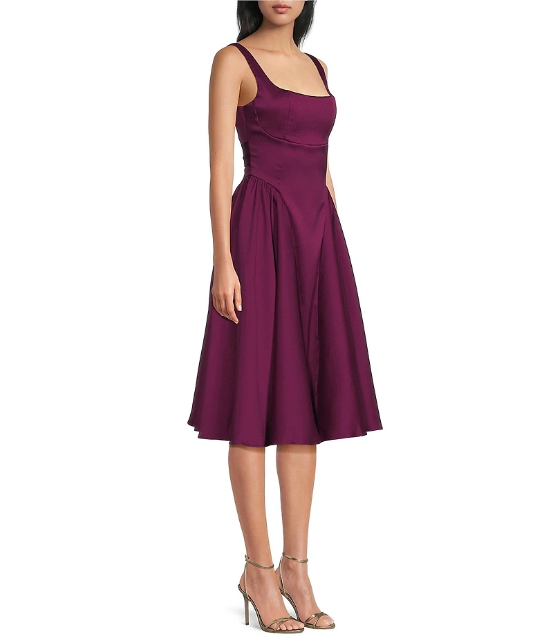Honey and Rosie Square Neck Open Tie Back Midi Dress
