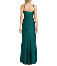 Honey and Rosie Square Neck Shirred Side Slit Dress